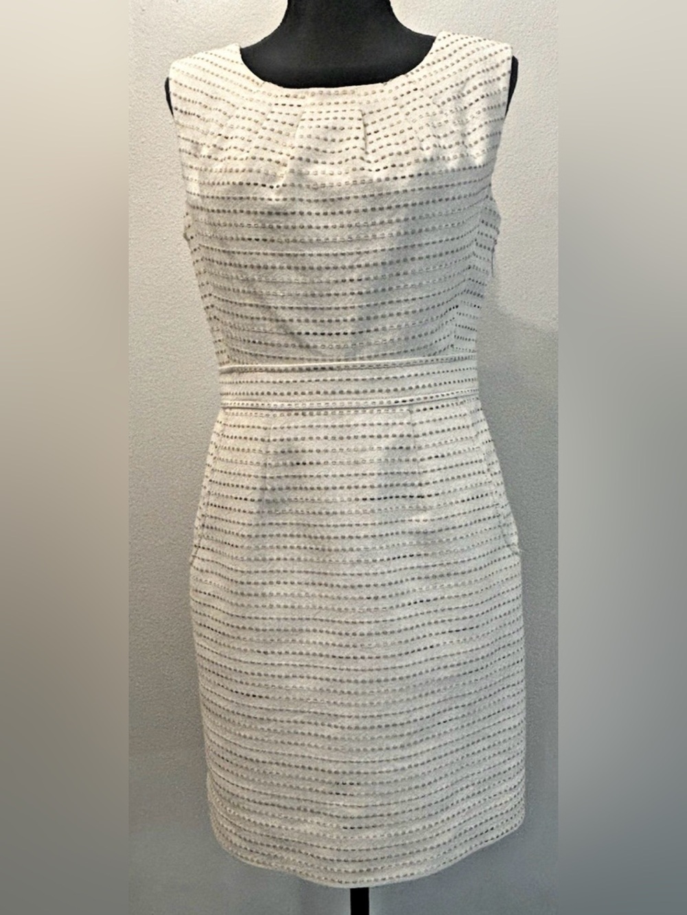 Juicy Couture Cream Gold Metallic Tweed Sheath Mini Dress Size 4 NWOT